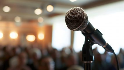 Public speaking events in various settings for corporate or community purposes.