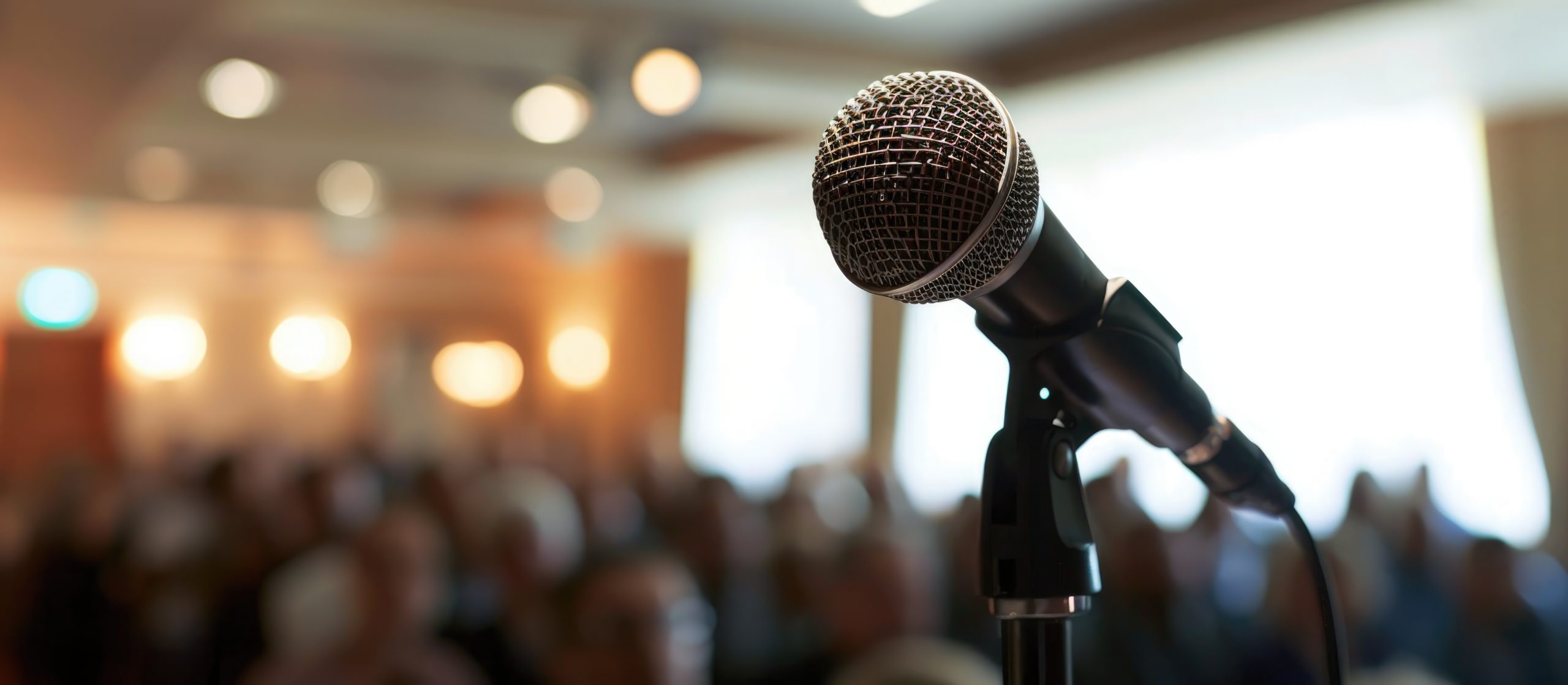 Public speaking events in various settings for corporate or community purposes.